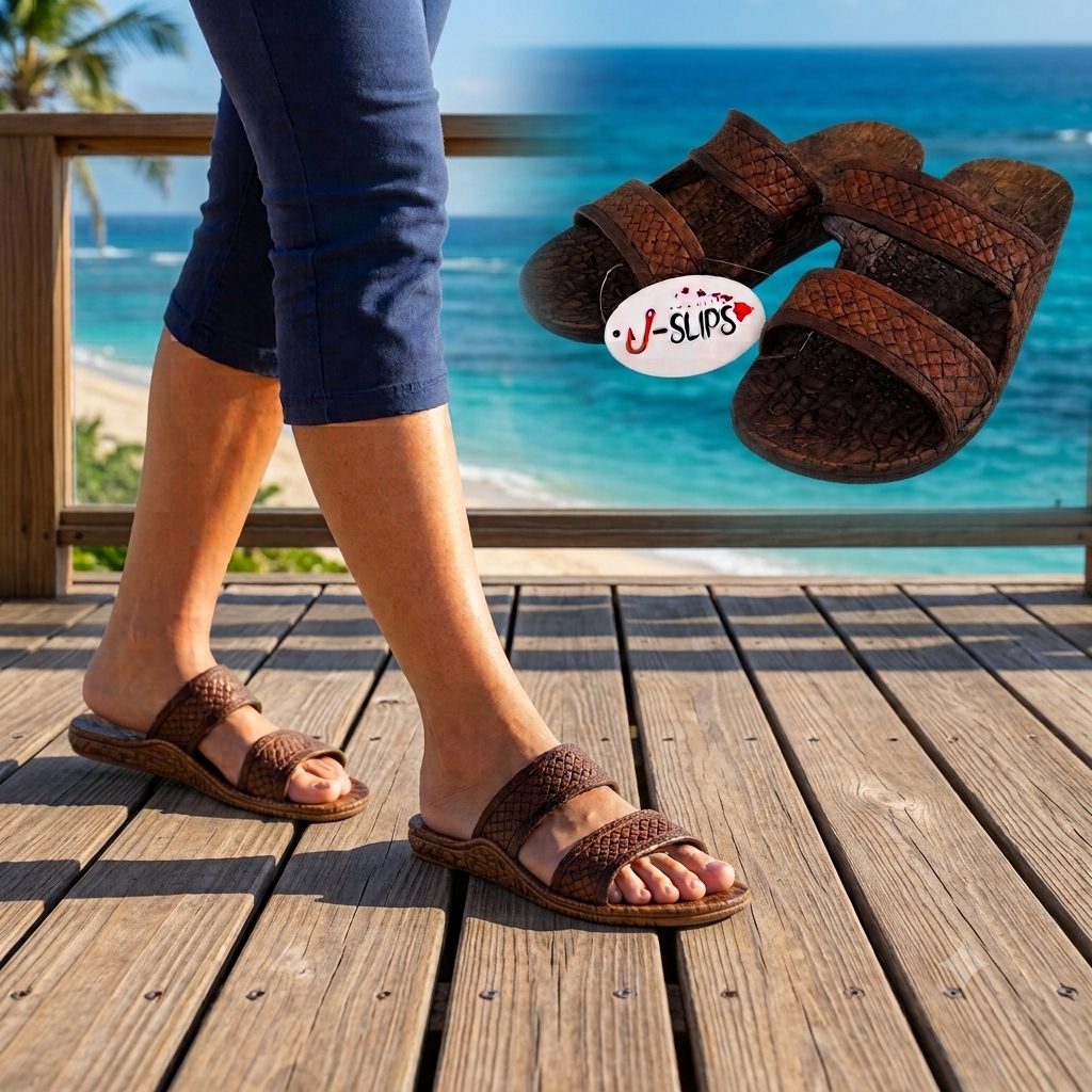 J-Slips Hawaiian Double Strap Slide Sandals for Women and Men