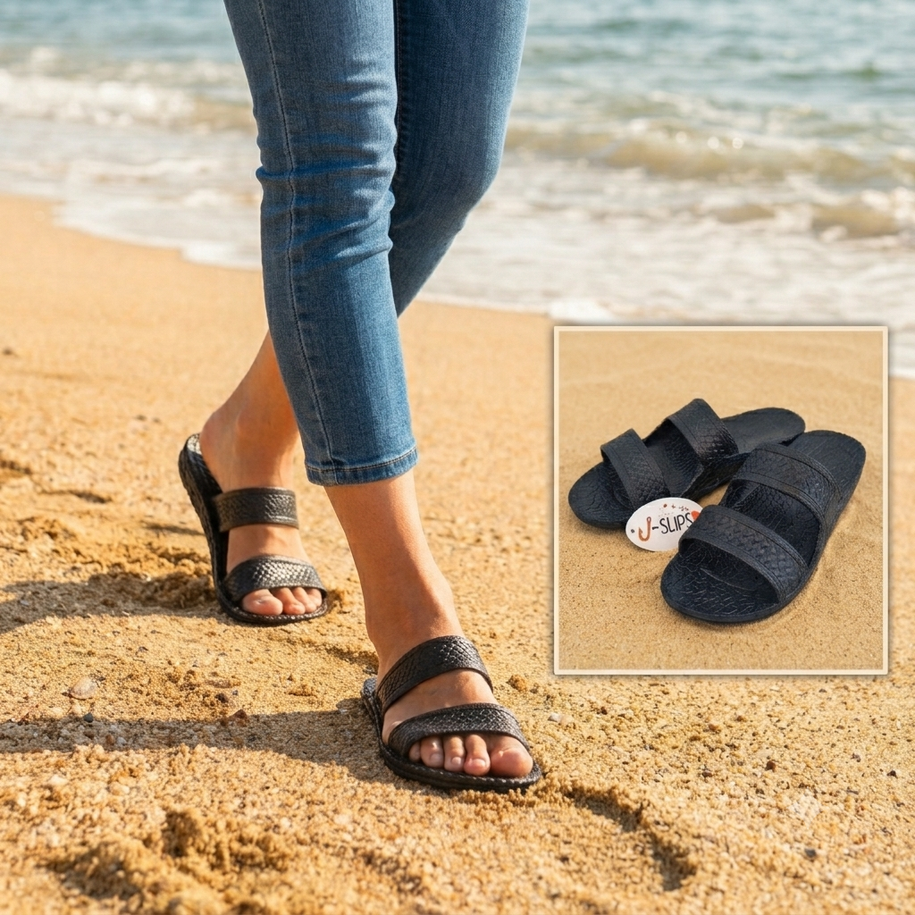 J-Slips Hawaiian Double Strap Slide Sandals for Women and Men