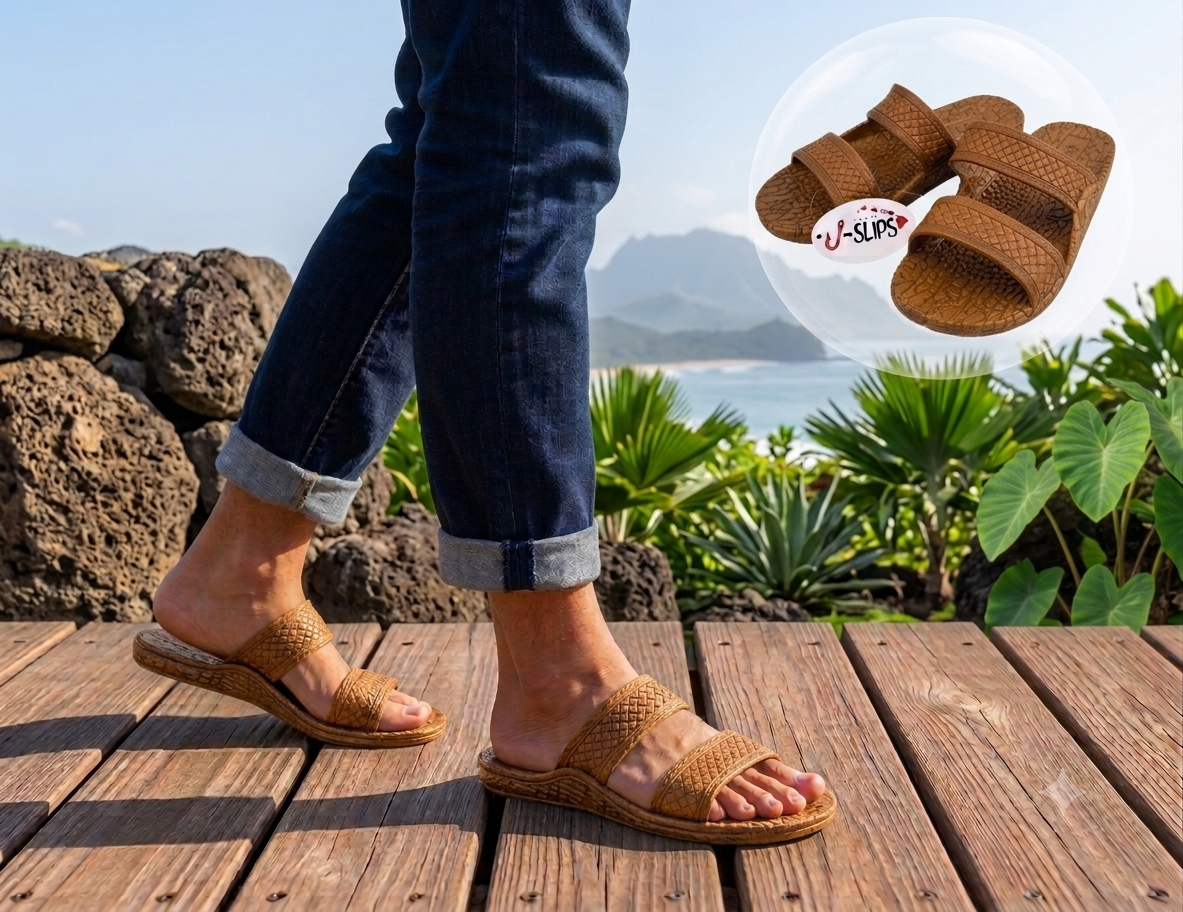 J-Slips Hawaiian Double Strap Slide Sandals for Women and Men
